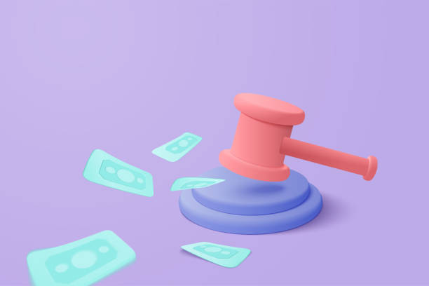 ilustrações de stock, clip art, desenhos animados e ícones de 3d judge hammer minimal gavel concept of law icon on paper clipboard background. professional lawyer, punishment, judgement, law advisor, advocate. judge arbitrate courthouse concept 3d vector - lawsuit