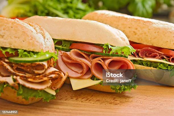 Turkeychicken Breast Ham Swiss And Salami Sandwiches Stock Photo - Download Image Now