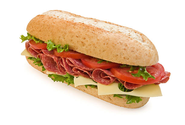 istock Whole wheat salami sandwich with cheese and tomatoes 137448981