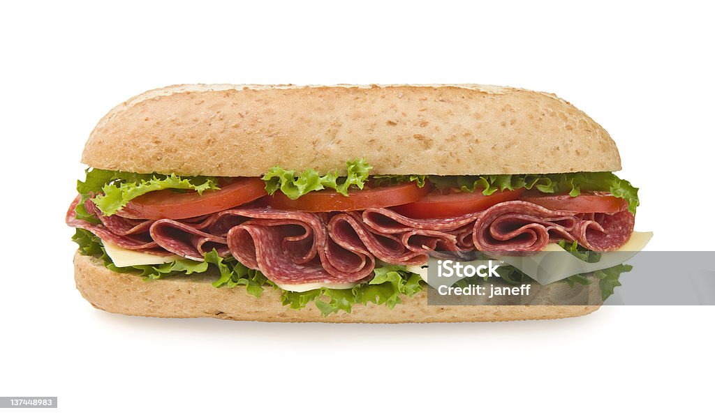 Amplio conjunto de trigo Salame & sándwich de queso - Foto de stock de Salami libre de derechos