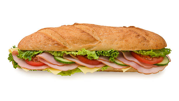 istock Extra large submarine sandwich with ham and cheese 137450131