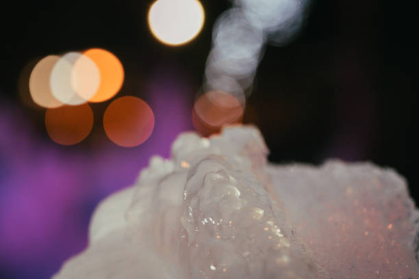 Illuminated icicle field in winter, Jan. 2022