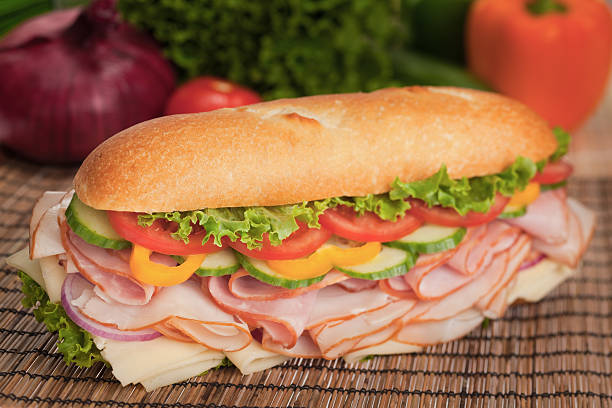 istock Ham & turkey sandwich with fresh vegetables 137451780