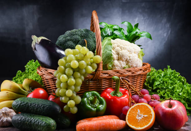istock Composition with assorted organic vegetables and fruits 1374518178
