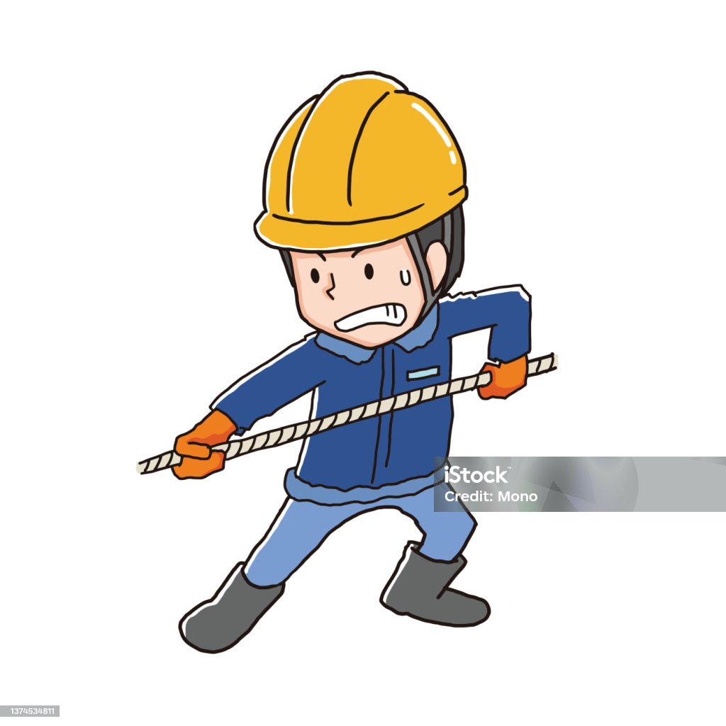 Worker Puling Rope Worker Male Pulling A Rope Stock Illustration - Download Image Now ...
