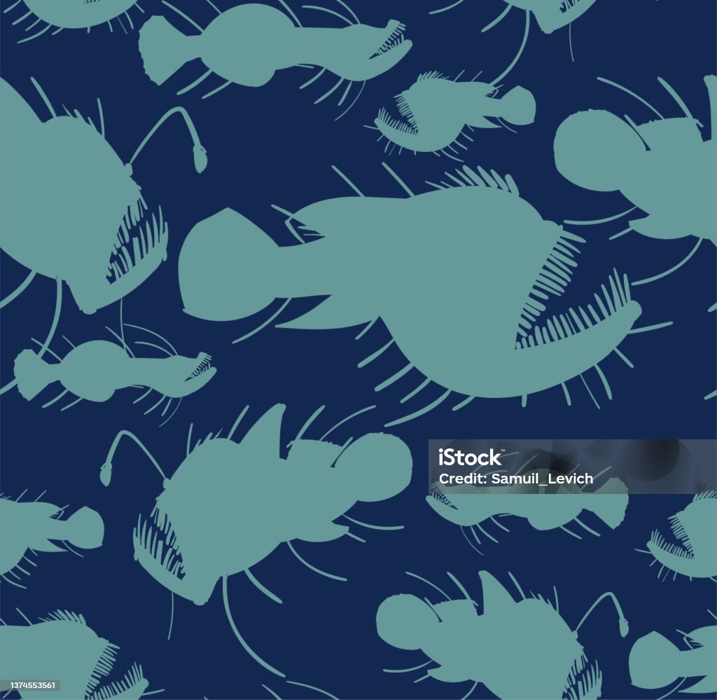 Angler Fish Background Angler Deep Sea Fish Pattern Seamless Deepsea Fish Background Stock ...