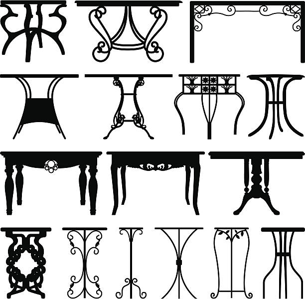 illustrations, cliparts, dessins animés et icônes de table bureau home office de mobilier design - side table table antique classic
