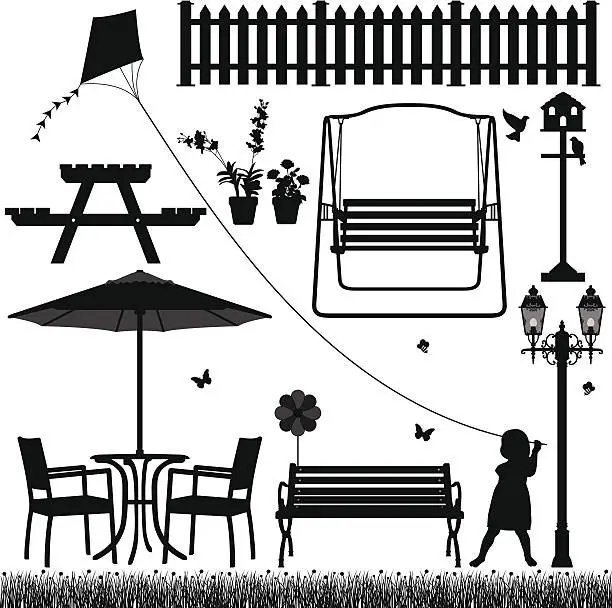 Vector illustration of Garden Yard Field Park Outdoor Scenario