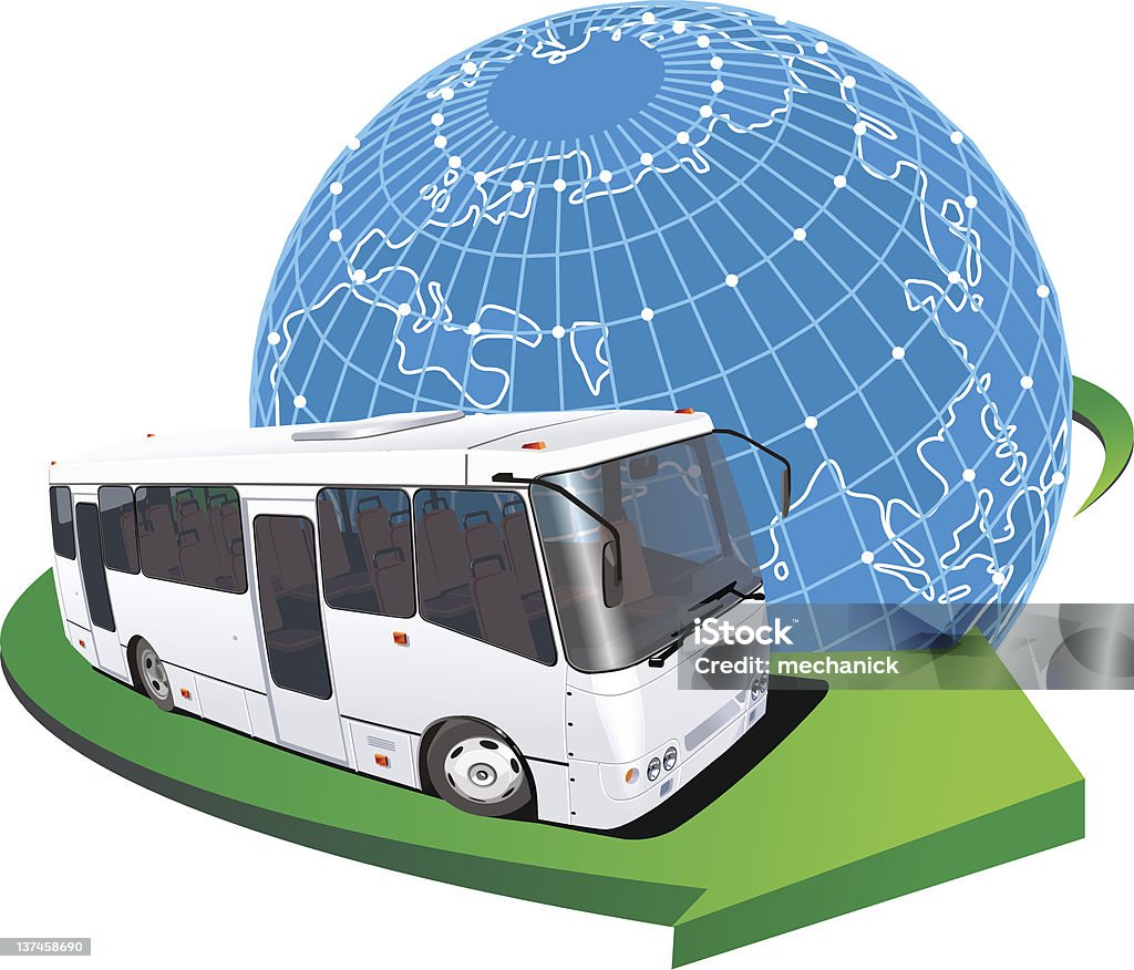 Vetor de ônibus de turismo - Vetor de Globo terrestre royalty-free