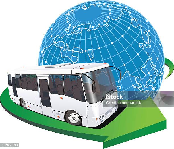 Vetores de Vetor De Ônibus De Turismo e mais imagens de Globo terrestre - Globo terrestre, Ônibus intermunicipal, Atividade