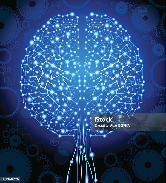 Ilustración de Cerebro Y Placa De Circuito En Forma De Árbol y más Vectores Libres de Derechos de Árbol - Árbol, Célula nerviosa, Cerebro