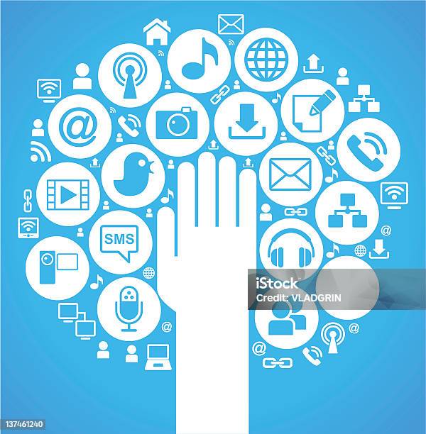 Ilustración de Árbol De Redes Sociales Azul y más Vectores Libres de Derechos de Adulto - Adulto, Ciencia, Compartir