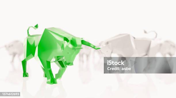 Green Low Poly Bull Stock Photo - Download Image Now - Bull - Animal, DAX - Stock Market Index, Abstract