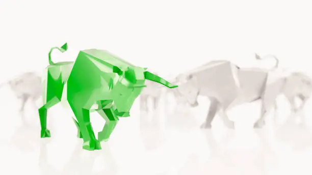 Green Low Poly  Bull. 3D Render