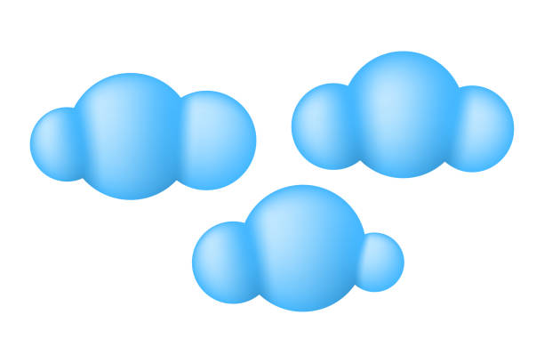 istock Icons of fluffy volumetric clouds 1374617693