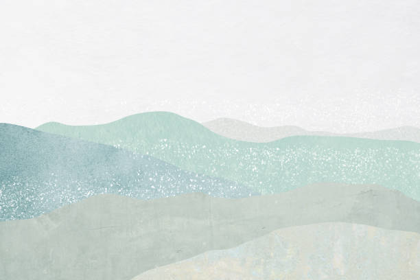 추상적인 산의 전경을 조망할 수 있는 와시 페이퍼 - watercolor painting painting abstract paper 뉴스 사진 이미지