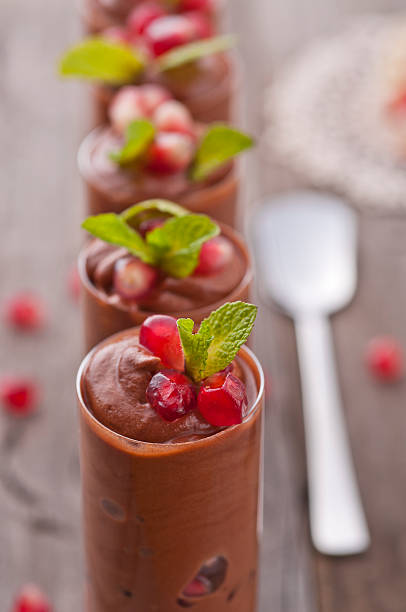 istock Chocolate mousse with pomegranate and mint 137464619