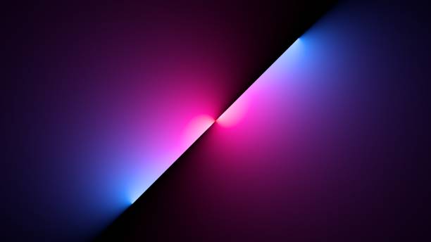 3d render, abstract simple background illuminated with pink blue neon neon light
