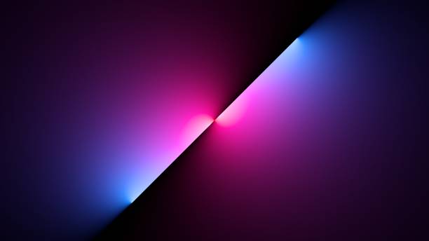 3d render, abstract simple background illuminated with pink blue neon neon light stock photo