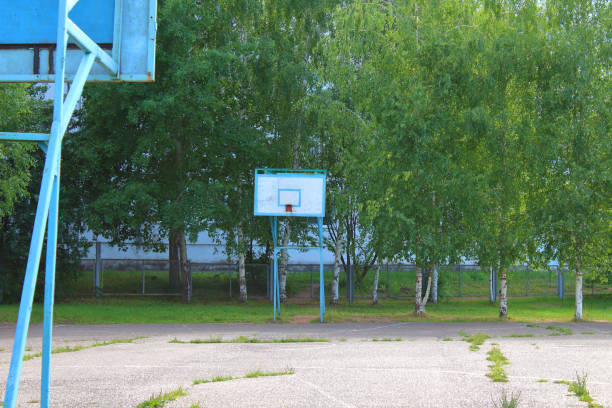 istock Old abandoned basketball court. Background. 1374647642