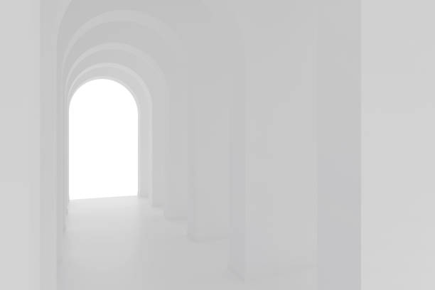 istock White architecture arch hallway space. Abstract arch curve corridor. 1374647916