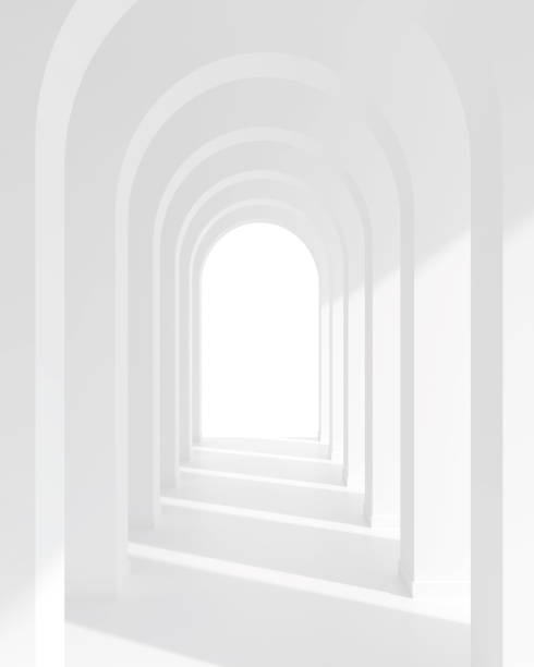 istock White architecture arch hallway space. Abstract arch curve corridor with soft shadow. 1374647928