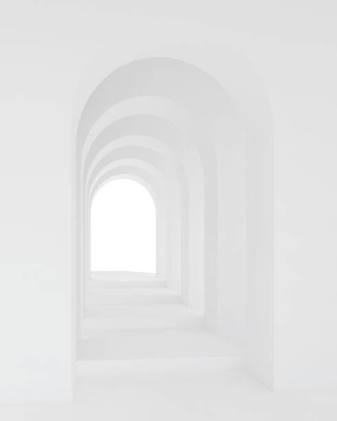 istock White architecture arch hallway space. Abstract arch curve corridor. 1374647937