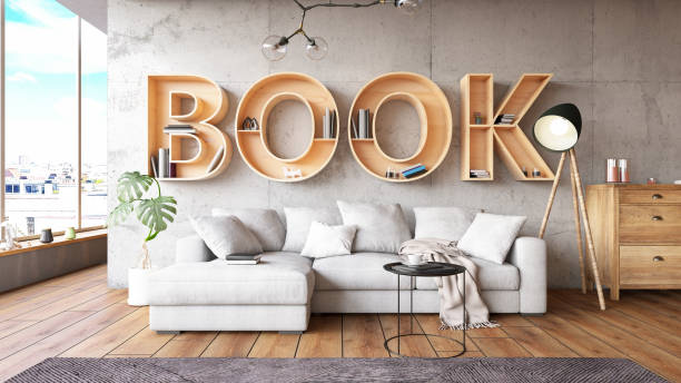 istock Book Letter Shelf on Cozy Living Room's Wall 1374647991