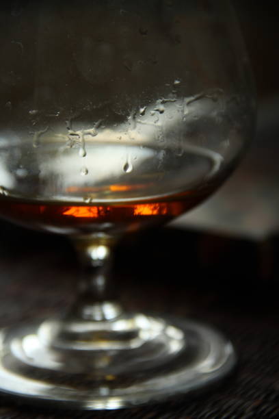 Evening with dlass of cognac stock photo