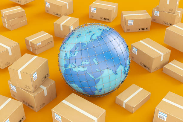 istock Logistics and International Package Delivery Concept with Cargo Boxes and the World 1374648760