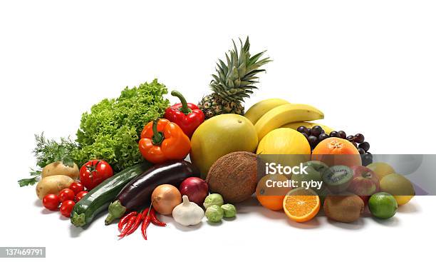 Vegetablesand Fruits Stock Photo - Download Image Now - Apple - Fruit, Backgrounds, Banana