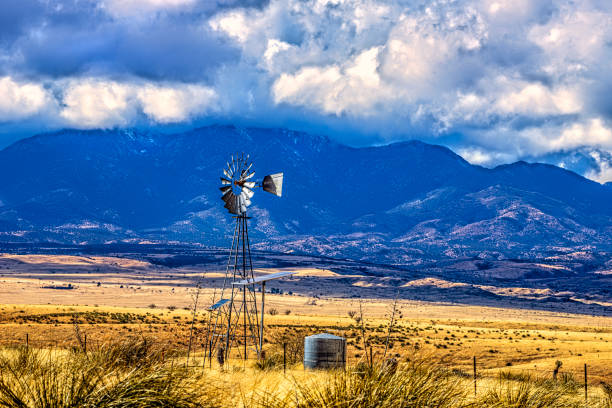 Rural Windmill and Arizona Mountains
