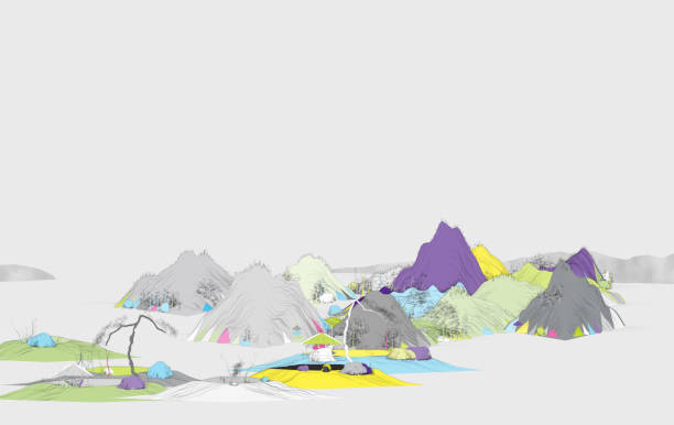 istock abstract colors traditional Chinese landscape painting art illustration 1374721855