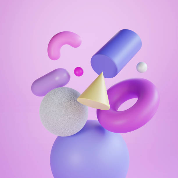 istock 3D rendering Geometric abstract illustration in purple and lilac tones 1374726208
