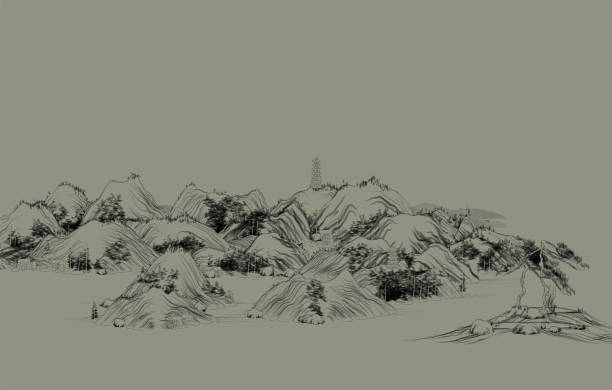 istock traditional Chinese landscape painting,abstract mountainand river nature illustration 1374729524