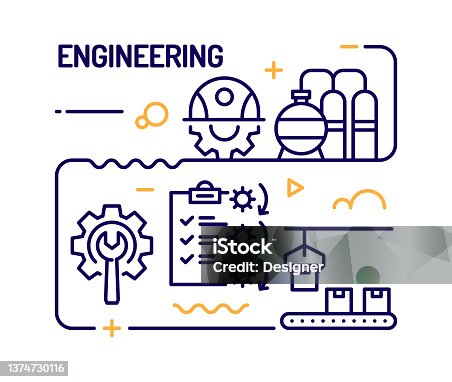 istock Engineering Concept, Line Style Vector Illustration 1374730116