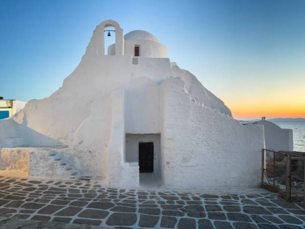 Church of Panagia Paraportiani, Mykonos town, Mykonos island, Greece stock photo