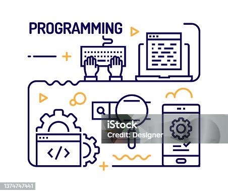 istock Programming Concept, Line Style Vector Illustration 1374747441