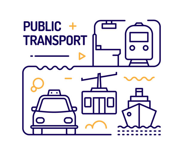 Public Transport Concept, Line Style Vector Illustration Public Transport Concept, Line Style Vector Illustration ferry stock illustrations