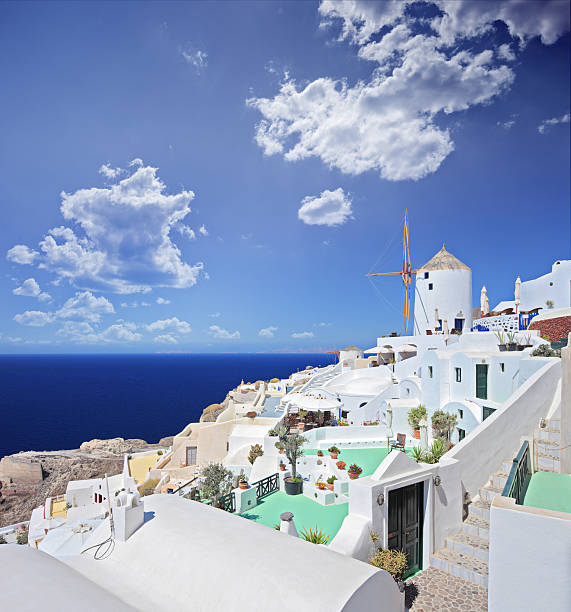 istock View over a village on Santorini island 137474819