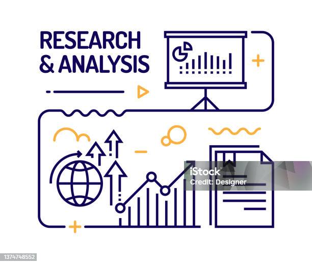 Analysis Reference Images Research And Analysis Concept Line Style Vector Illustration Stock ...