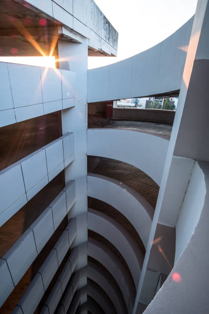 istock Perspective view of a circular car parking garage. 1374786604
