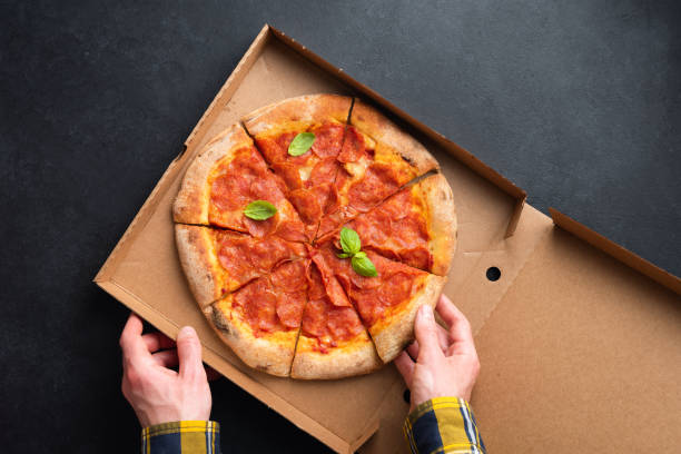 istock Delicious Pepperoni Pizza In Carton Cardboard 1374809483