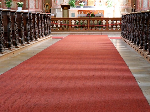 Red carpet in a Catholic church