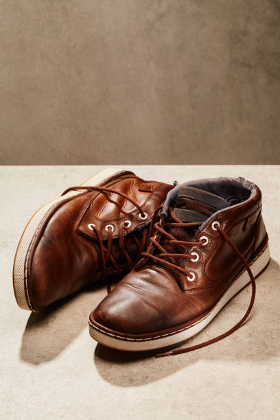 istock Pair of brown leather shoes 1374851584