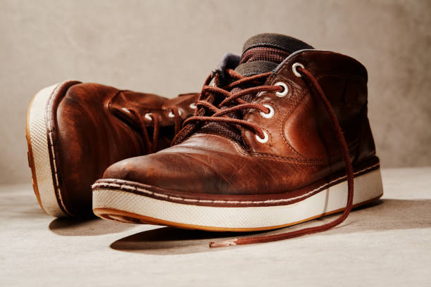 istock Pair of brown leather shoes 1374852173