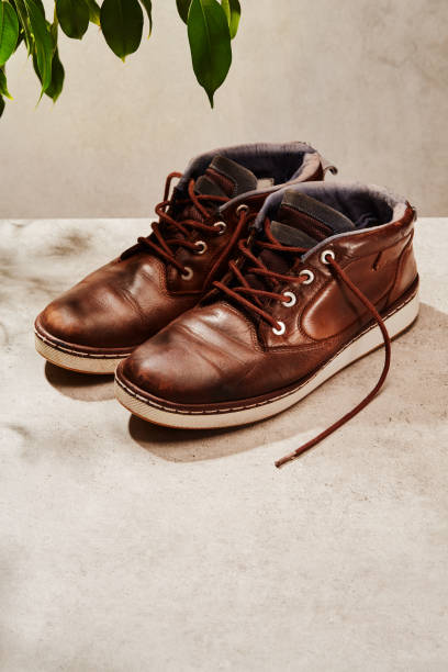 istock Pair of brown leather shoes 1374853226