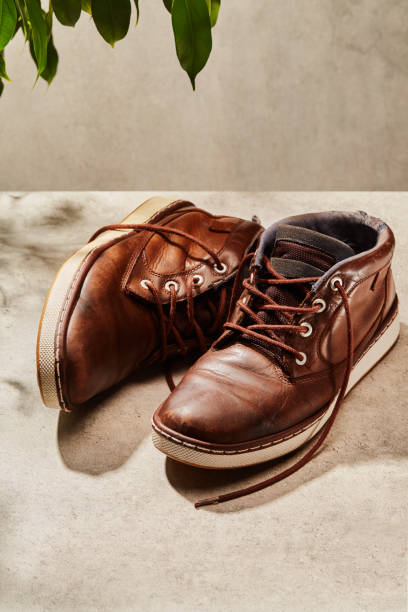istock Pair of brown leather shoes 1374857123