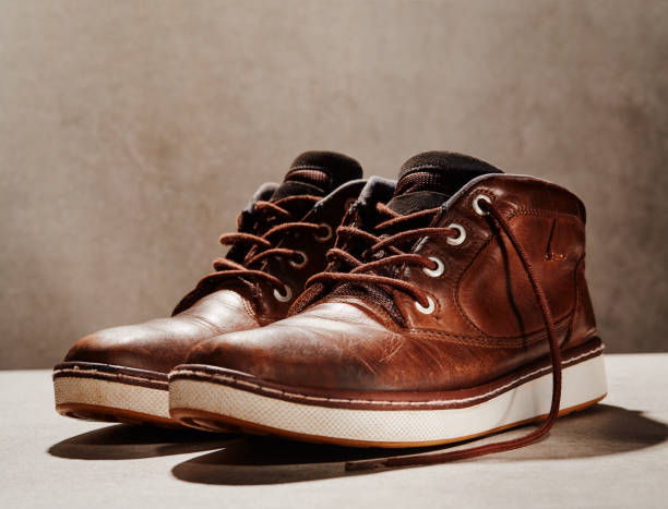 istock Pair of brown leather shoes 1374857129