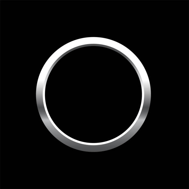 istock Silver round frame for picture on black background. Blank space for picture, painting, card or photo. 3d realistic modern circle template vector illustration. Simple metal object mockup 1374858761